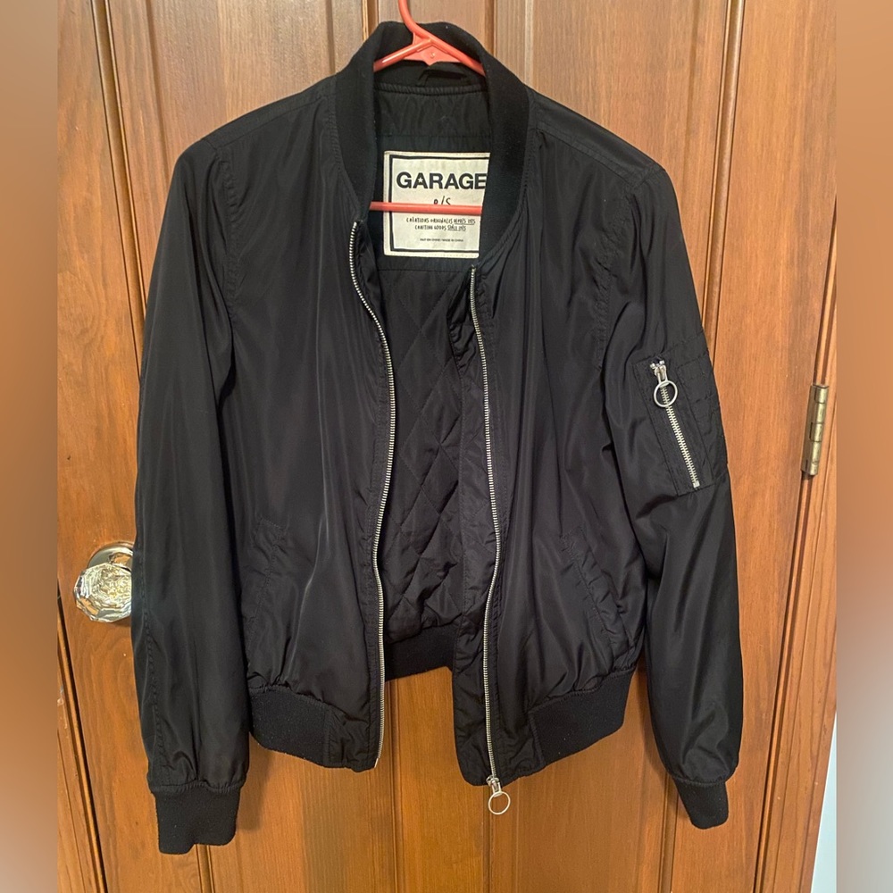 Black Bomber Jacket from Garage in Size Small
